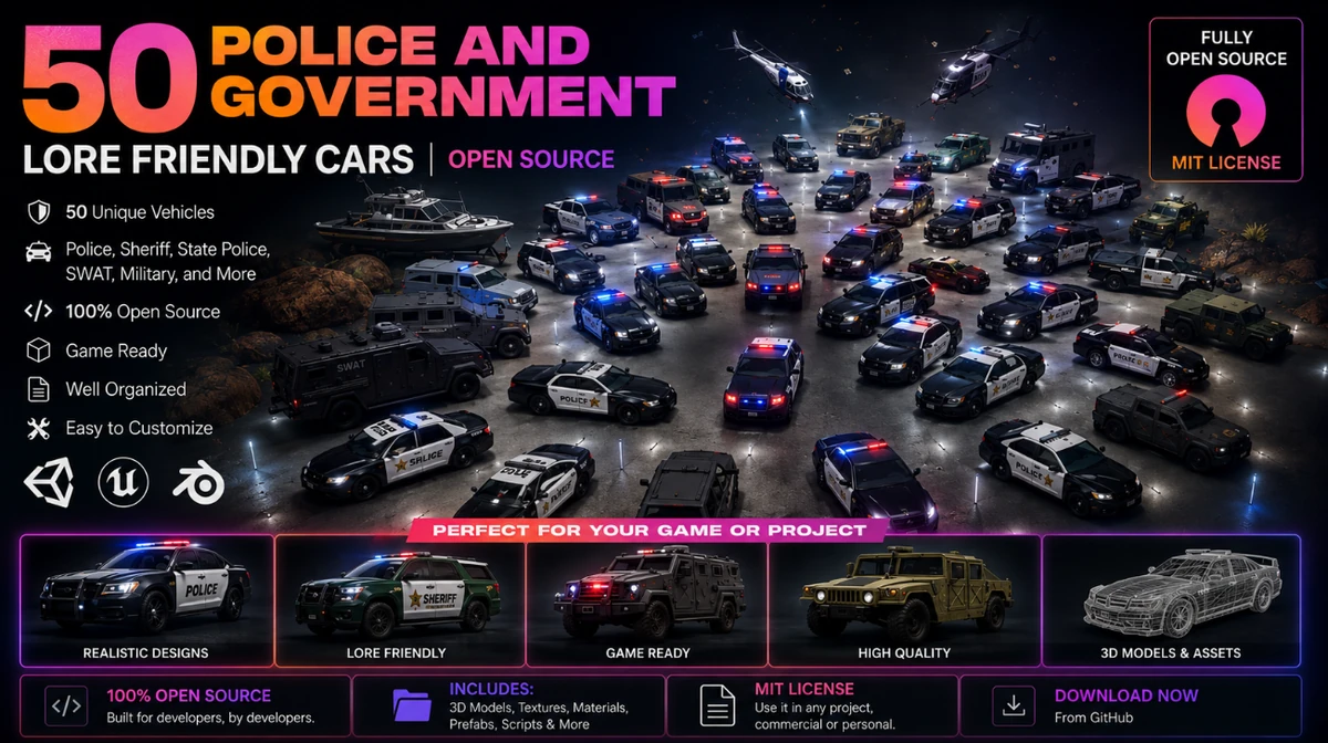 50 Police and Government Lore Friendly Cars | Open Source